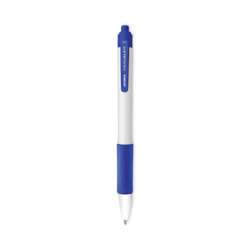 Zebra Pen Sarasa Dry X20+ Gel Pen, Retractable, Fine 0.7 mm, Blue Ink, White Barrel, Dozen