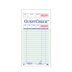 National Check 3 4/10" x 6 3/4" Green Guest Check