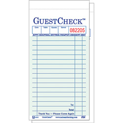 National Check 3 5/16" x 6" Green Guest Check
