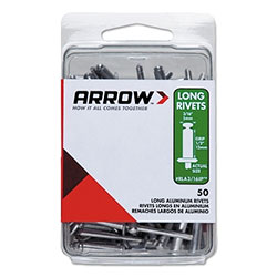 Arrow Fastener Aluminum Rivets, 1/2 x 3/16, Long