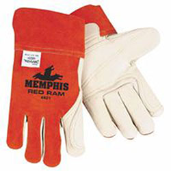 Memphis Glove Cow Mig/Tig Welders Gloves, Premium Grade Cowhide Leather, Large, White/Russet