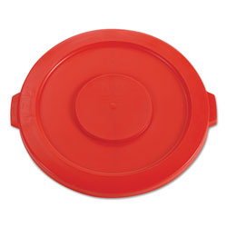 Rubbermaid Round Flat Top Lid, for 32 gal Round BRUTE Containers, 22.25" diameter, Red (2631RD)