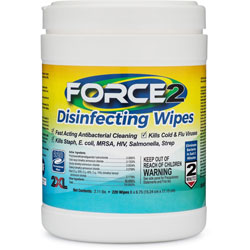 2XL FORCE2 Disinfecting Wipes, Ready-To-Use Wipe6 in x 6.75 in Length, 220/Can, 2640/Carton, White