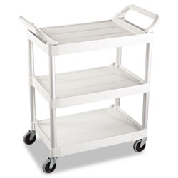 Rubbermaid Service Cart, 200-lb Capacity, Three-Shelf, 18.63w x 33.63d x 37.75h, Off-White