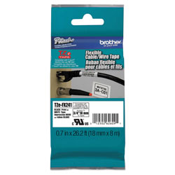 Brother TZe Flexible Tape Cartridge for P-Touch Labelers, 0.7 in x 26.2 ft, Black on White