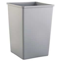 Rubbermaid Untouchable Square Waste Receptacle, Plastic, 35 gal, Gray
