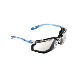 3M CCS Protective Eyewear, I/O Mirror Polycarbonate Lens, Anti-Fog, Clear Plastic Frame, Light Blue Temple