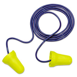 3M E-A-R E-Z-Fit Single-Use Earplugs, Corded, 28NRR, Yellow/Blue, 200 Pairs