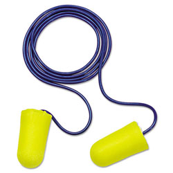 3M E-A-R TaperFit 2 Single-Use Earplgs, Corded, 32NRR, Yellow/Blue, 200 Pairs