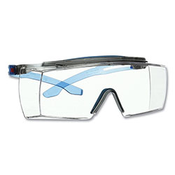 3M SecureFit Protective Eyewear, 3700 OTG Series, Blue Plastic Frame, Clean Polycarbonate Lens