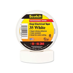 3M Vinyl Electrical Color Coding Tape 35, 1/2 in x 20 ft, White