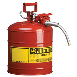 Justrite Type II AccuFlow Safety Can, 2.5gal, Red, 5/8in Diameter Hose