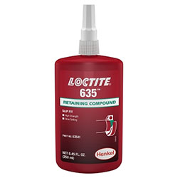 Loctite 635™ Retaining Compound, High Strength/Slow Cure, 250 mL Bottle, Green, 4,000 psi