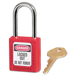 Master Lock Company Government Safety Lockout Padlock, Zenex, 1 1/2 in, Red, 1 Key, 6/Box