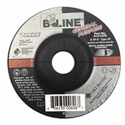 Bee Line Abrasives Depressed Center Grinding Wheel, 4 1/2in Dia, 1/4in Thick, 7/8in Arbor, 24 Grit