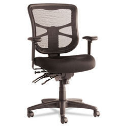 Alera Elusion Series Mesh Mid-Back Multifunction Chair, Supports up to 275 lbs, Black Seat/Black Back, Black Base (ALEEL42ME10B)