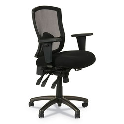 Alera Etros Series Mesh Mid-Back Petite Multifunction Chair, Supports up to 275 lbs, Black Seat/Black Back, Black Base (ALEET4017)