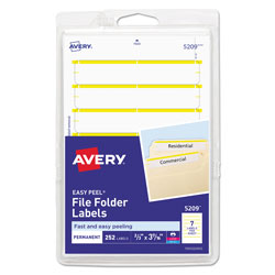 Avery Printable 4" x 6" - Permanent File Folder Labels, 0.69 x 3.44, White, 7/Sheet, 36 Sheets/Pack (AVE05209)