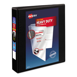 Avery Heavy-Duty Non Stick View Binder with DuraHinge and Slant Rings, 3 Rings, 1.5" Capacity, 11 x 8.5, Black (AVE05400)