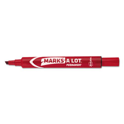Avery MARKS A LOT Regular Desk-Style Permanent Marker, Broad Chisel Tip, Red, Dozen (AVE07887)