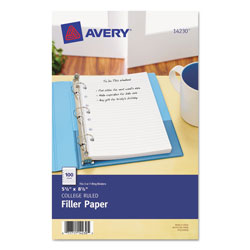 Avery Mini Size Binder Filler Paper, 7-Hole, 5.5 x 8.5, Narrow Rule, 100/Pack (AVE14230)