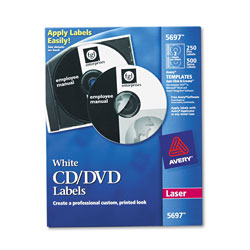 Avery Laser CD Labels, Matte White, 250/Pack (AVE5697)