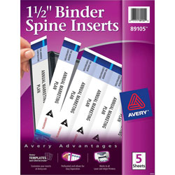 Avery 1 1/2" Binder Spine Inserts, White (AVE89105)