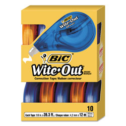 Bic Wite-Out EZ Correct Correction Tape, Non-Refillable, 1/6" x 472", 10/Box (BICWOTAP10)