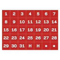 MasterVision™ Interchangeable Magnetic Board Accessories, Calendar Dates, Red/White, 1" x 1" (BVCFM1209)
