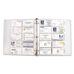 C-Line Tabbed Business Card Binder Pages, 20 Cards Per Letter Page, Clear, 5 Pages