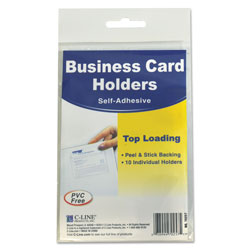 C-Line Self-Adhesive Business Card Holders, Top Load, 2 x 3 1/2, Clear, 10/Pack (CLI70257)