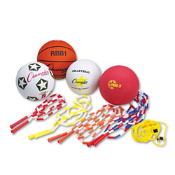Champion Physical Education Kit w/Seven Balls, 14 Jump Ropes, Assorted Colors (CSIUPGSET2)