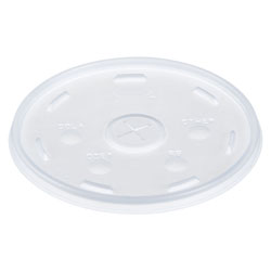 Dart Plastic Lids for Foam Cups, Bowls and Containers, Flat with Straw Slot, Fits 12-60 oz, Translucent, 500/Carton (DAR32SL)