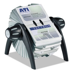 Durable VISIFIX Flip Rotary Business Card File, Holds 400 4 1/8 x 2 7/8 Cards, Black/SR