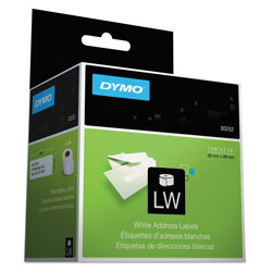 Dymo LabelWriter Address Labels, 1.12" x 3.5", White, 350 Labels/Roll, 2 Rolls/Pack (DYM30252)