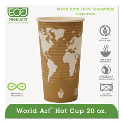 Eco-Products World Art Renewable Compostable Hot Cups, 20 oz., 50/PK, 20 PK/CT (ECOEPBHC20WA)