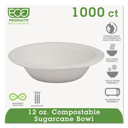 Eco-Products Renewable & Compostable Sugarcane Bowls - 12oz., 50/PK, 20 PK/CT (ECOEPBL12)