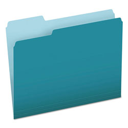 Pendaflex Colored File Folders, 1/3-Cut Tabs, Letter Size, Teal/Light Teal, 100/Box (ESS15213TEA)