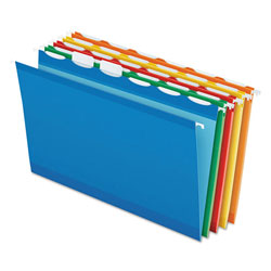 Pendaflex Ready-Tab Colored Reinforced Hanging Folders, Legal Size, 1/6-Cut Tab, Assorted, 25/Box (ESS42593)