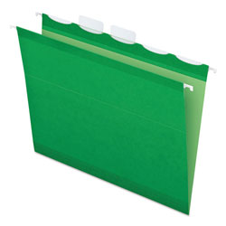 Pendaflex Ready-Tab Colored Reinforced Hanging Folders, Letter Size, 1/5-Cut Tab, Bright Green, 25/Box (ESS42626)