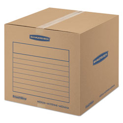 Fellowes SmoothMove Basic Moving Boxes, Medium, Regular Slotted Container (RSC), 18" x 18" x 16", Brown Kraft/Blue, 20/Bundle (FEL7713901)