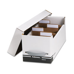 Fellowes Corrugated Media File, Holds 125 Diskettes/35 Standard Cases, White/Black