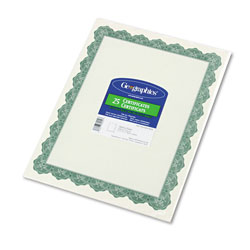 Geographics Parchment Paper Certificates, 8-1/2 x 11, Optima Green Border, 25/Pack (GEO39452)