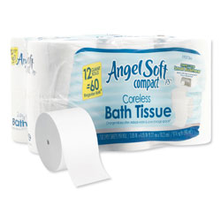 Angel Soft Angel Soft ps Compact Coreless Bath Tissue, 2-Ply, WE, 750 Sheets/Roll, 12 RL/CT (GEP1937300)