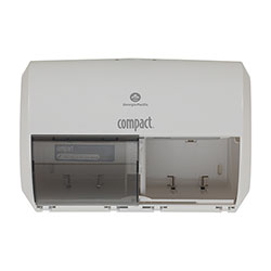 Compact® 2-Roll Side-by-Side Coreless High-Capacity Toilet Paper Dispenser, White, 56797A, 10.12" W x 6.75" D x 7.12" H
