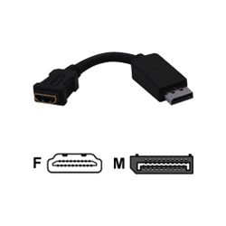 Tripp Lite Display Port to HDMI Adapter Cable, 6", Black