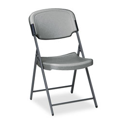 Iceberg Rough 'N Ready Folding Chair, Charcoal Seat/Charcoal Back, Silver Base (ICE64007)