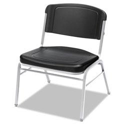 Iceberg Rough 'N Ready Big and Tall Stack Chair, Black Seat/Black Back, Silver Base, 4/Carton (ICE64121)