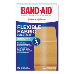 Band Aid Flexible Fabric Extra Large Adhesive Bandages, 1.25" x 4", 10/Box