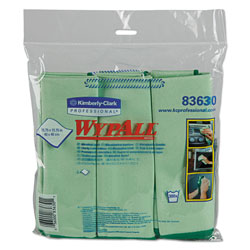 WypAll* Microfiber Cloths, Reusable, 15 3/4 x 15 3/4, Green, 24/Carton (KCC83630)